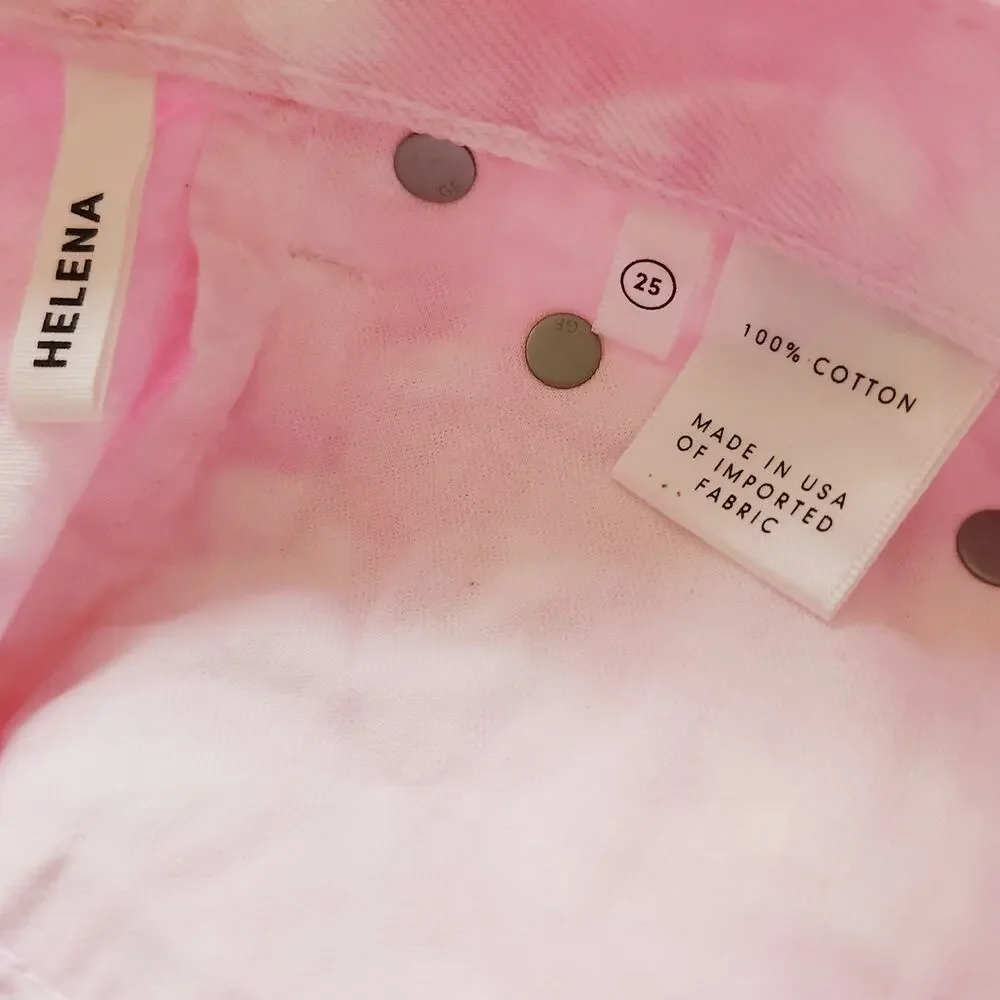 GRLFRND The Helena tie dye straight leg high waist crop jeans Juicy Fruit 25 NEW - Picture 6 of 10